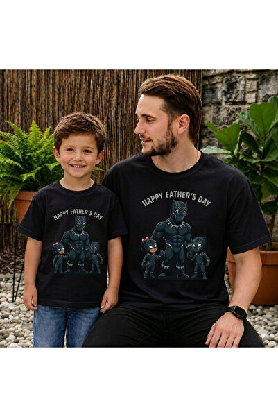 VODEXA Tricou supradimensionat pentru tată și copil, imprimat DAY (Vândut ind...