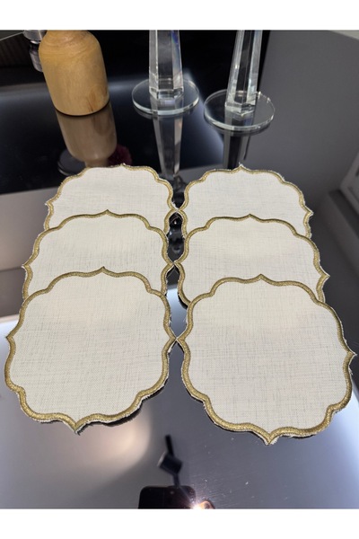 FİNESERVECO ✨ Fine Serve 6’lı Gold Nakışlı Amerikan Servis Peçetesi | Lüks Ka...