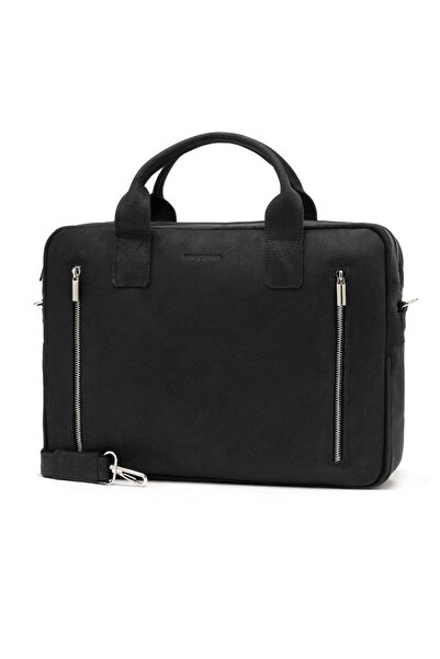 Brødrene Geanta de umar pentru laptop, Brodrene, Piele naturala, 140 cm, Negru