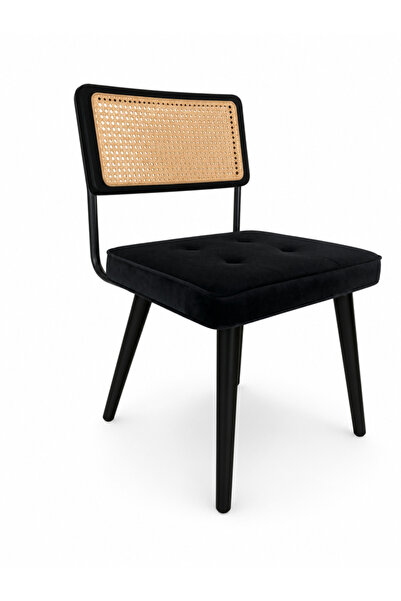 Garvee Natural Rattan Dining Chair, Linen Upholstered Kitchen Chairs with Tal...