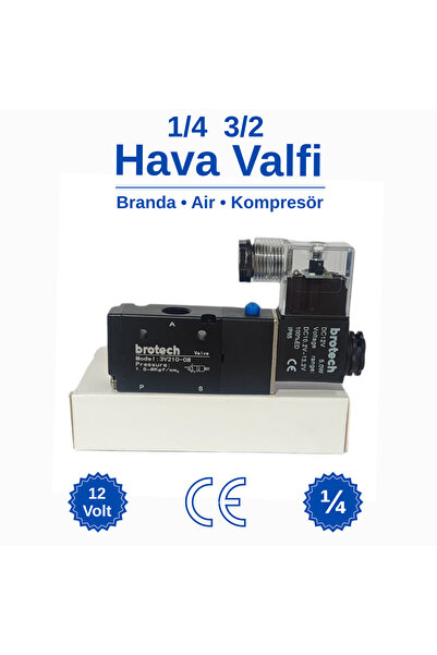 BROTECH 1/4 - 3/2 Hava Valfi | Air Valfi | Tır Branda Valfi 12 Volt | Pnömati...