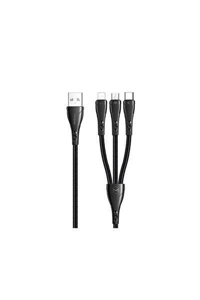 Mcdodo Cablu 3 în 1 Lightning & MicroUSB & Type-C Seria Mamba Negru (max 3A, ...