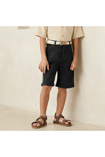 Juniors Buttoned Waist Shorts with Belt