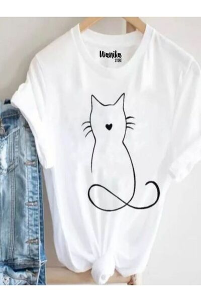 COZYWEAR Cute Cat Printed Oversize T-Shirt