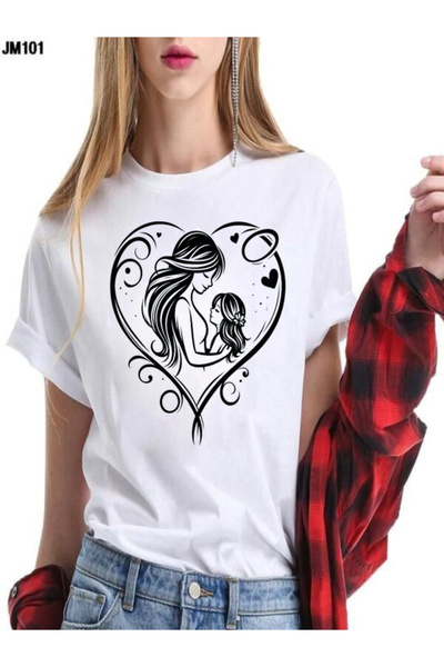 COZYWEAR Mother and Child Themed Printed White T-Shirt