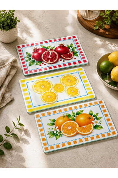 Decorita 3-Piece Glass Cutting Board |   Colorful Fruits |   17cm X 29cm