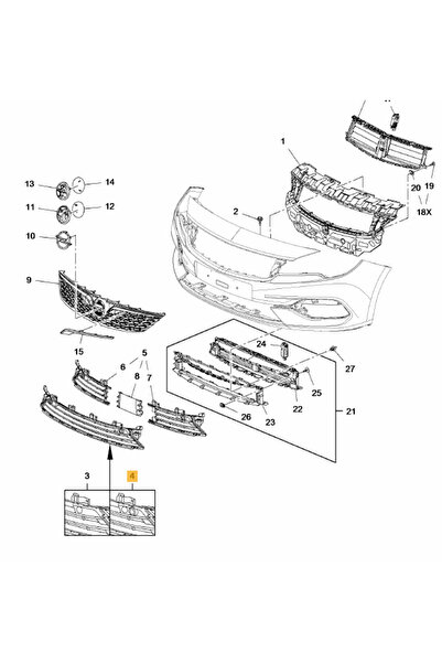 RapidAuto Grila bara protectie, spoiler Opel Astra K, 2020-02.2022, montare f...