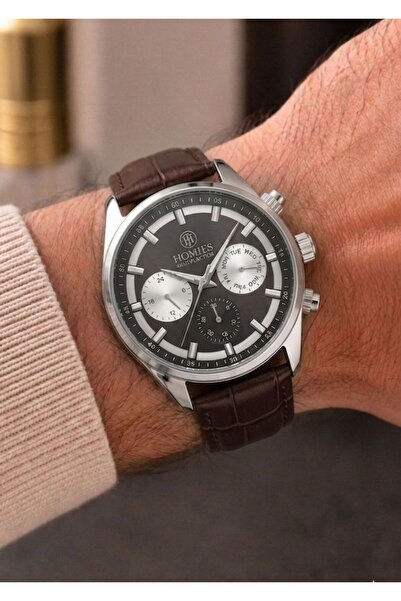 Homies Men's Brown Leather Cord Brown Dial Function Wristwatch 2 Years Warranty
