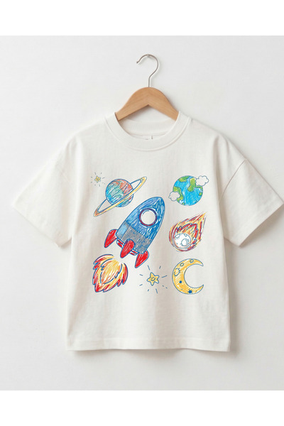 babytex Children's Oversize Printed T-Shirt – Unisex Cotton Kids' T-Shirt wit...