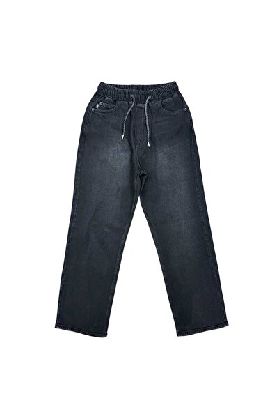 ZÉRIA Men's Baggy Jean Trousers Elastic Waist Lace-Up Comfortable Fit Denim -...