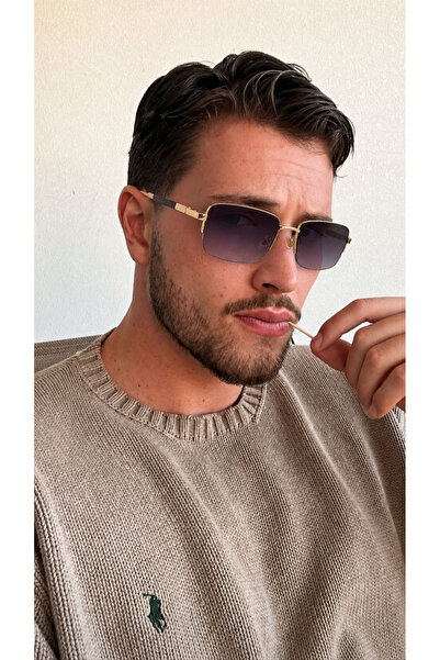 PİYESBOUTİQUE Men's Square Rectangular Eştef Single Sunglasses, Uv Protection...
