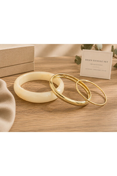 SOLÉORA COAST Vintage Ivory & Gold Bohem 3’lü Bileklik Seti