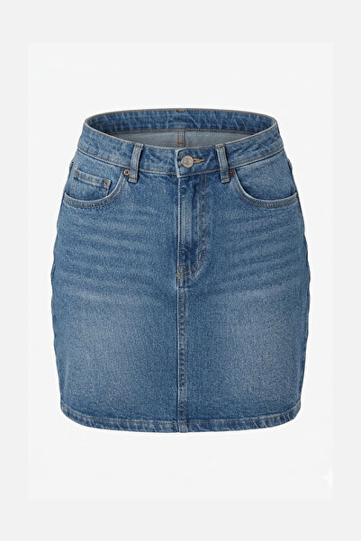 MAGARDE Fustă din denim lavabilă premium - ALBASTRU DESCHIS
