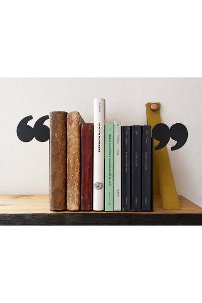 AksesuArt Virgül Tasarımlı Siyah Kitap Tutucu, 19 x 10 x 6 cm, İkili Set |PLA...