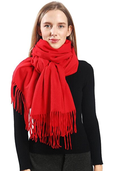 OEM Eșarfă Damă Pashmina Elegantă Călduroasă de Iarnă Moale Mare Modernă Roșie L