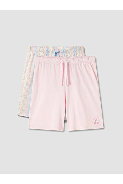 LC Waikiki Ecru Patterned Women's Shorts Pajama Bottoms 2-Piece Set