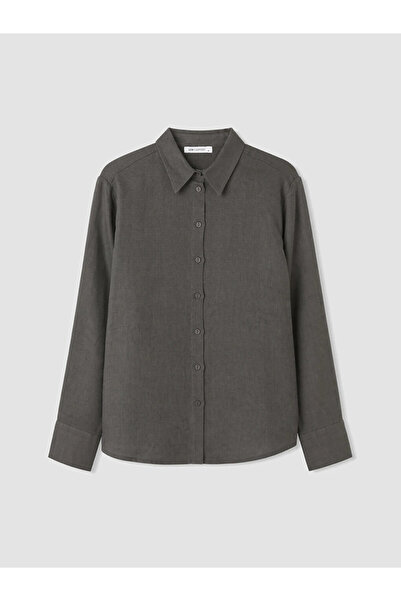 LC Waikiki Gray Women's 100% Linen Shirt
