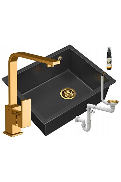 Granitan Set chiuveta suspedata cu baterie Granitan, 560x460mm, Poliester, Ne...