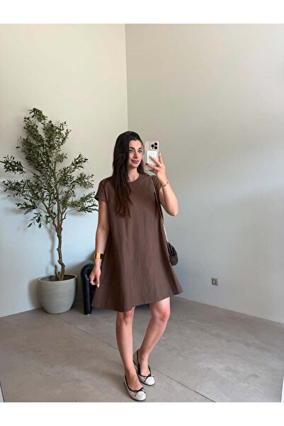 Bade Butik Coffee Pocket Linen Dress
