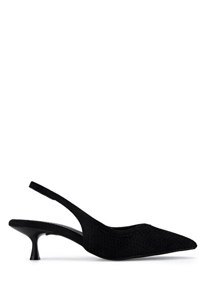 Tamer Tanca Women's Faux Leather Black Suede Heeled Shoes