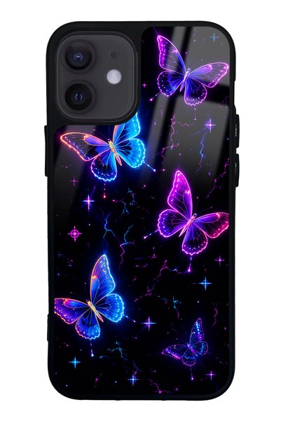 Spoyi iPhone 12 Mini Neon Butterfly Dream Design Glossy Phone Case