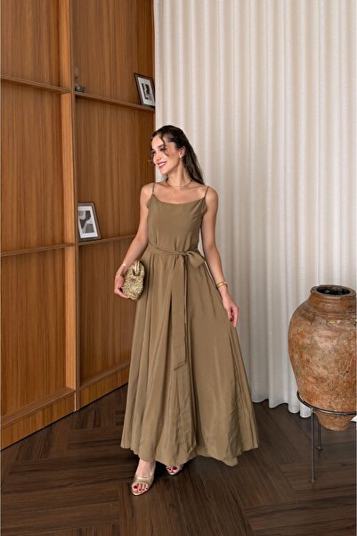 ossons Rochie maxi fluidă cu decolteu halter și croială evazată - Verde ulei