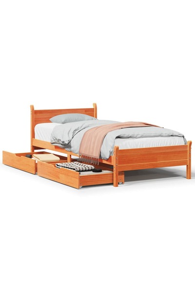 vidaxl Cadru pat fără saltea, maro ceruit, 75x190 cm, lemn masiv pin