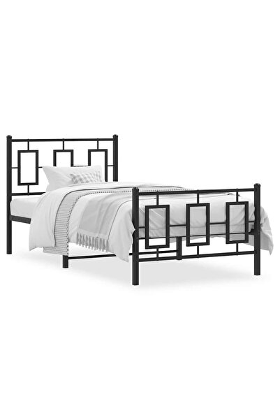 vidaxl Cadru pat metalic cu tăblii de cap/picioare, negru, 90x200 cm