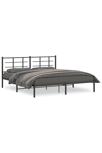 vidaxl Cadru de pat metalic cu tăblie, negru, 183x213 cm