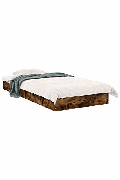 vidaxl Cadru de pat la sol Stejar fumuriu 80 x 200 cm Lemn prelucrat