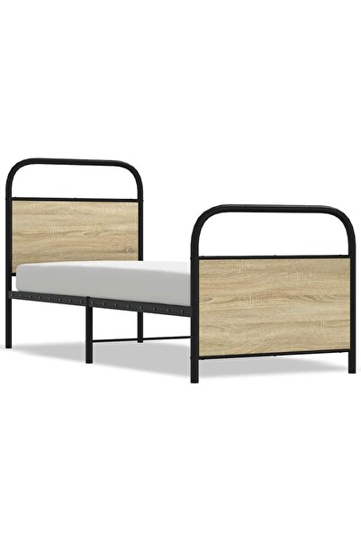 vidaxl Cadru de pat fără saltea 75x190 cm Lemn derivat stejar Sonoma