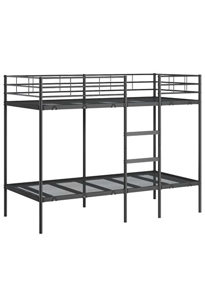 vidaxl Pat supraetajat fără saltea negru 90x190 cm oțel