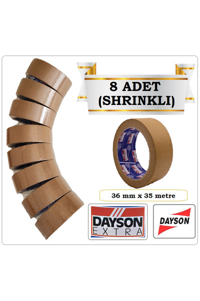 DAYSON EXTRA (8 ADET SHRINKLI KAHVERENGİ) MASKELEME BANDI 36mm x 35m 1.KALİTE