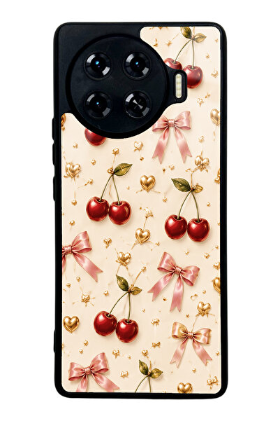 Spoyi Tecno Spark 20 Pro Plus Cherry Ribbon Luxe Tasarımlı Glossy Telefon Kılıfı