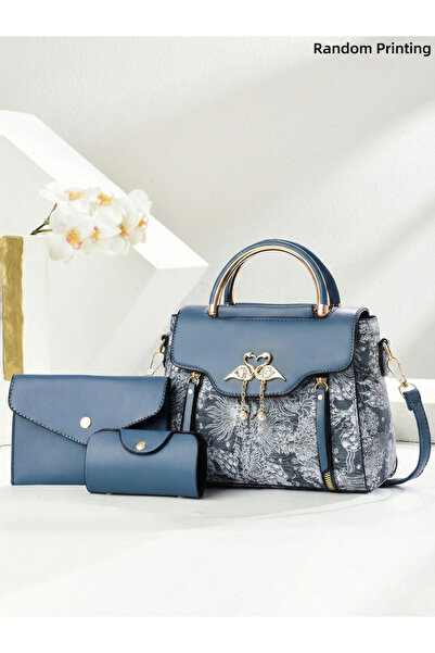 Take Two By Styli Printed Dual Handle Handbag with Adjustable Strap and Purse...