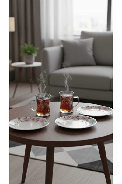 Generic A luxurious hospitality set – coffee cups and tea glasses with elegan...