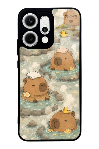 Spoyi Oppo Reno 14 Capybara Onsen Design Glossy Phone Case