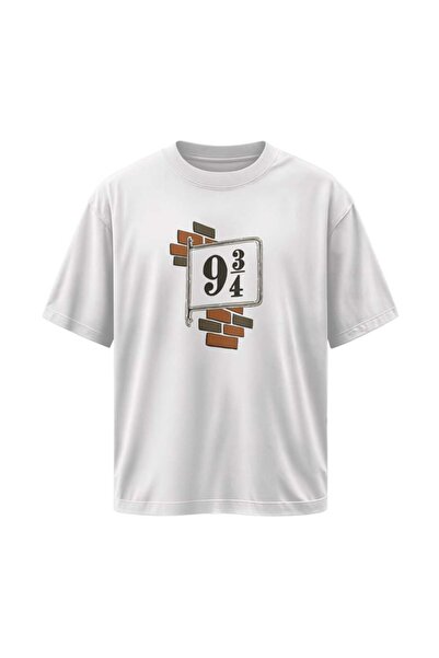 buzagi tasarım ürünleri Harry Potter Unisex Oversize White T-Shirt