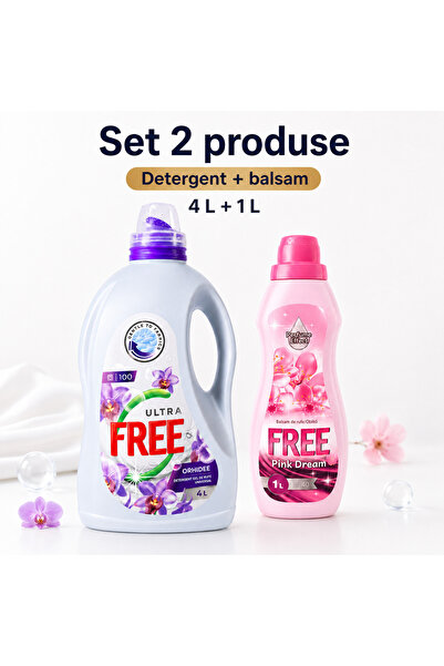 FREE Set 2 Produse pentru Rufe, Ultra Orhidee 4 L, Pink Dreams 1 L, Detergent...