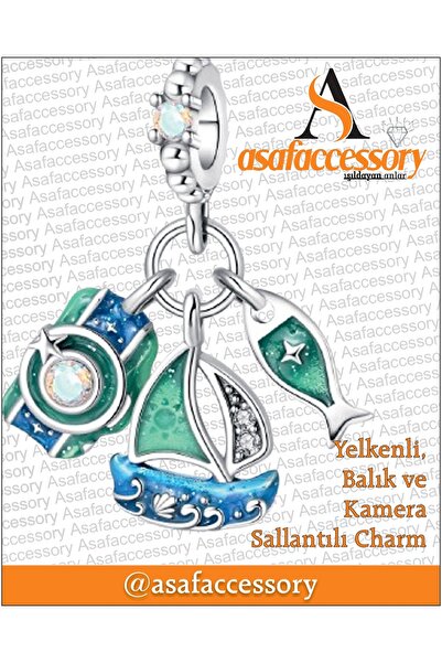asaf Sailboat Fish and Camera Dangle Charm |   Asafaccessory