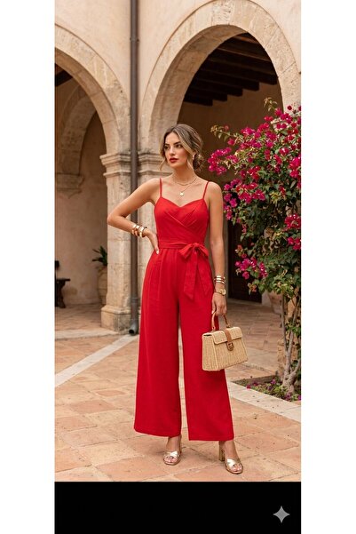 tülaybutik بذلة نسائية صيفية بفتحة رقبة على شكل حرف V وأرجل واسعة