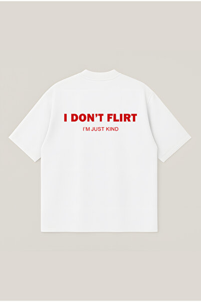 Moon Dancer I don't Flirt Oversize Boxy Cut Unisex 100% Cotton Printed T-shir...