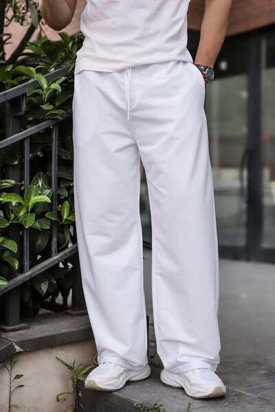 Madmext White Stoppered Balloon Fit Men's Sweatpants E6594