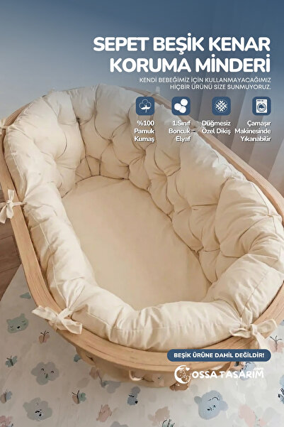 yasetex tasarım 100% Cotton Fabric Basket Edge Protection Cushion for Crib