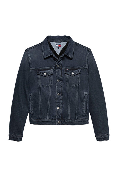Tommy Hilfiger Jachetă de blugi tip trucker pentru bărbați, Ryan, căptușită c...