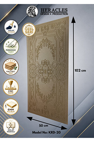 HRC Dizayn (KRD-20) 3D Görünümlü MDF Dekoratif Duvar Paneli 102x50 cm 6 mm CN...