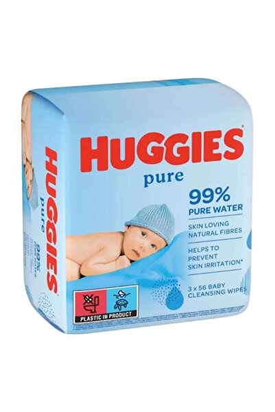 Huggies Set șervețele umede Pure, 3 x 56 bucăți, textură groasă, fără parfum