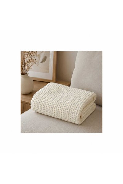 GİNETEKS Waffle Tv Blanket Multi-Purpose Cover 140X200 Ecru