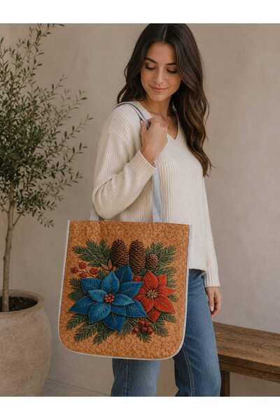 ÖZDAĞ HOME CONCEPT 40X40 cm Digital Printed Suede Fabric Women's Shoulder Bag...