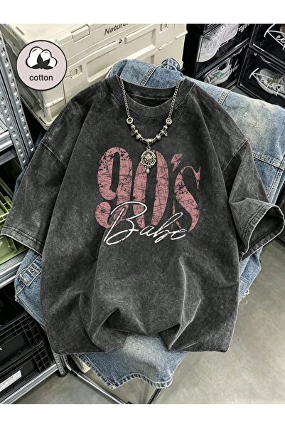 Touz Moda 90' Baby Printed Washable Vintage Unisex Oversize T-Shirt